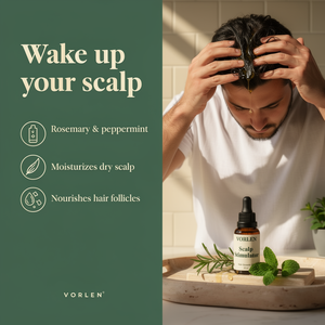 Wake up your scalp: rosemary and peppermint, moisturizes dry scalp, nourishes hair follicles