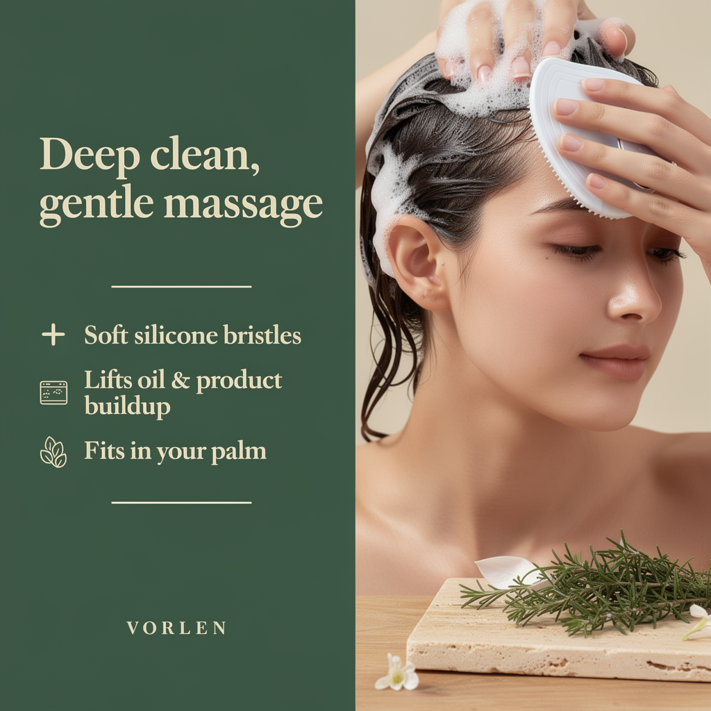 Deep clean, gentle massage: soft silicone bristles, lifts oil and product buildup, fits in your palm