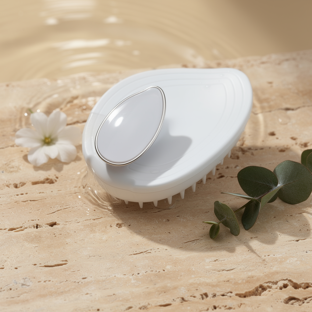 Leaf scalp massage brush in white