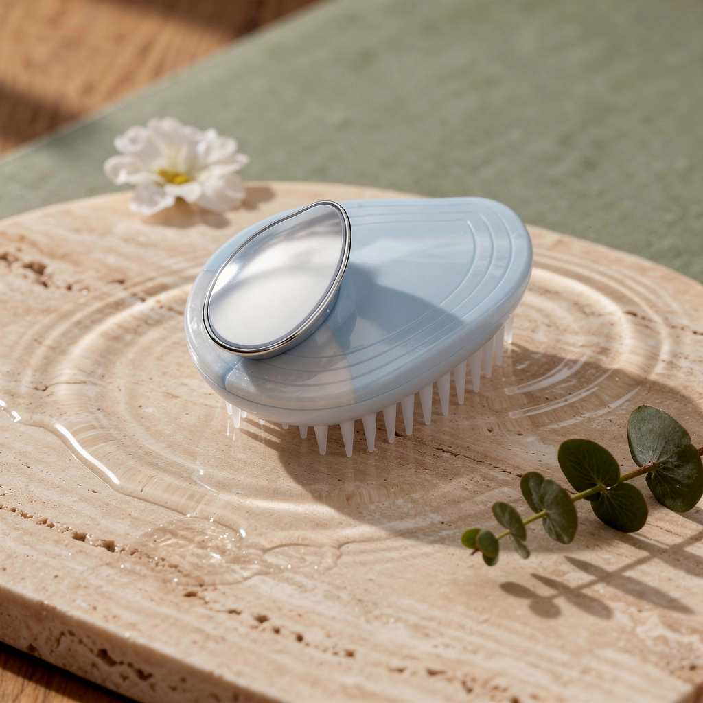 Leaf scalp massage brush in blue