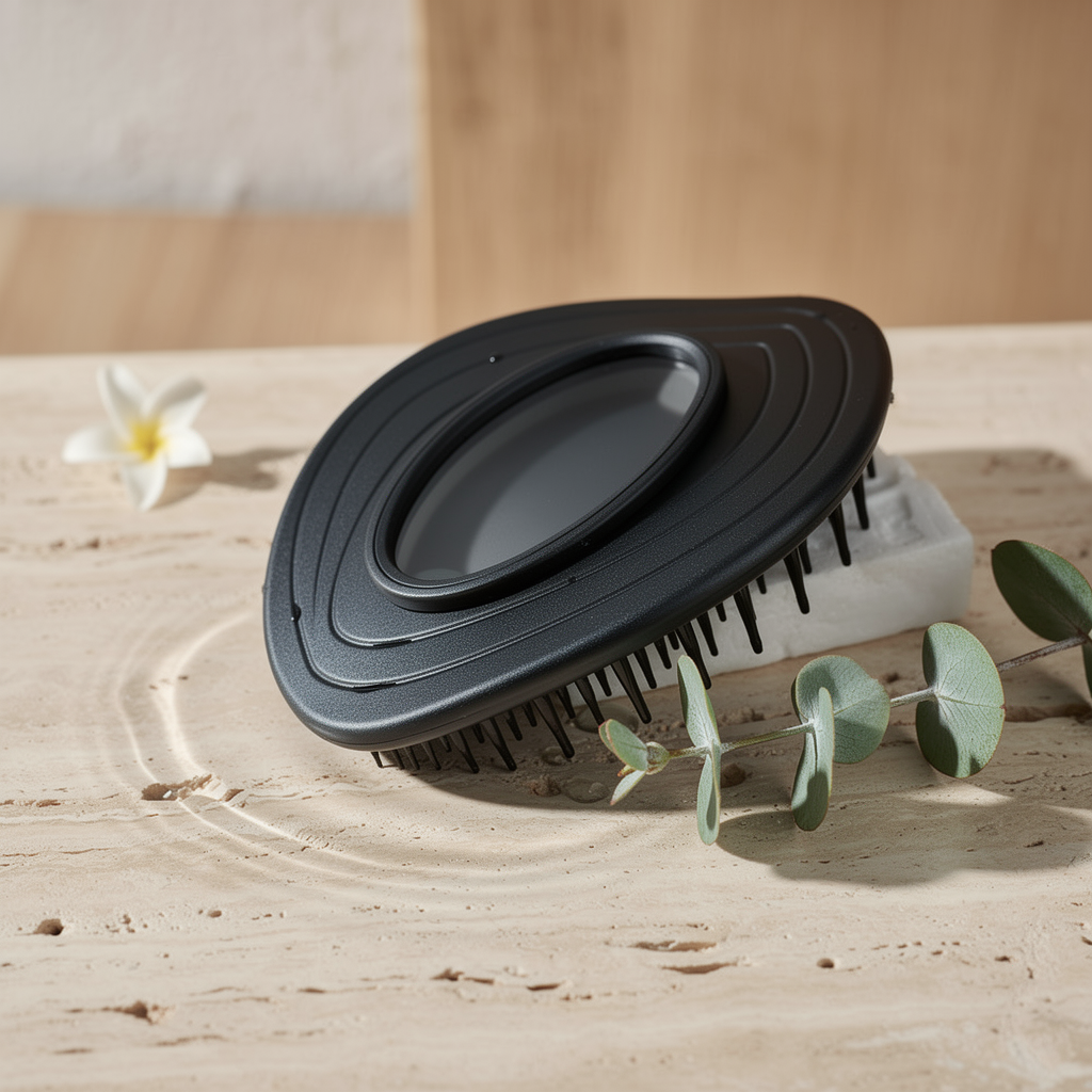 Leaf scalp massage brush in black