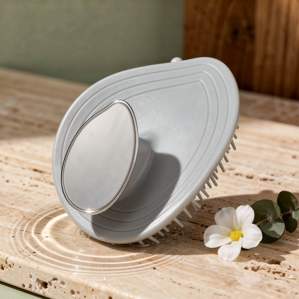 Leaf scalp massage brush in gray