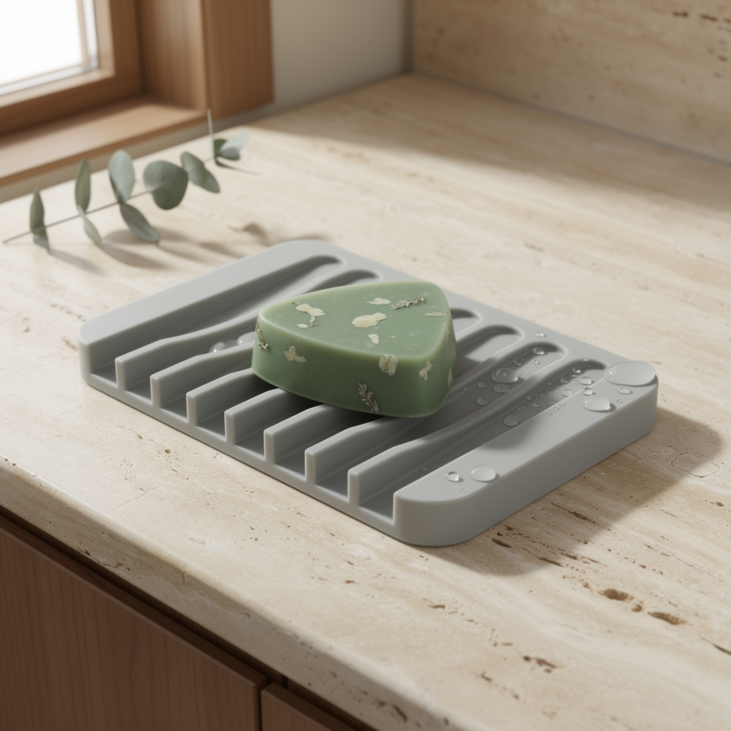Silicone soap holder in grey