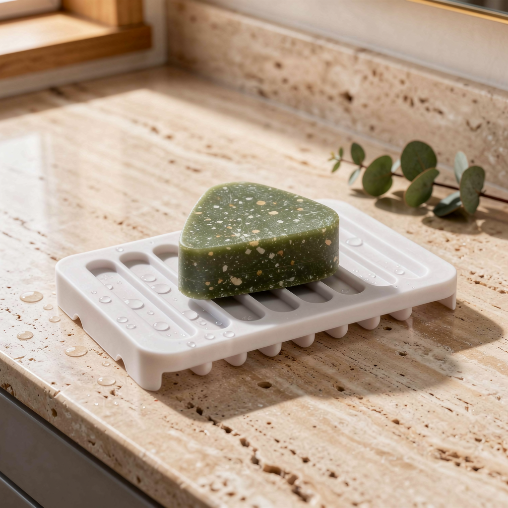 Silicone soap holder in white