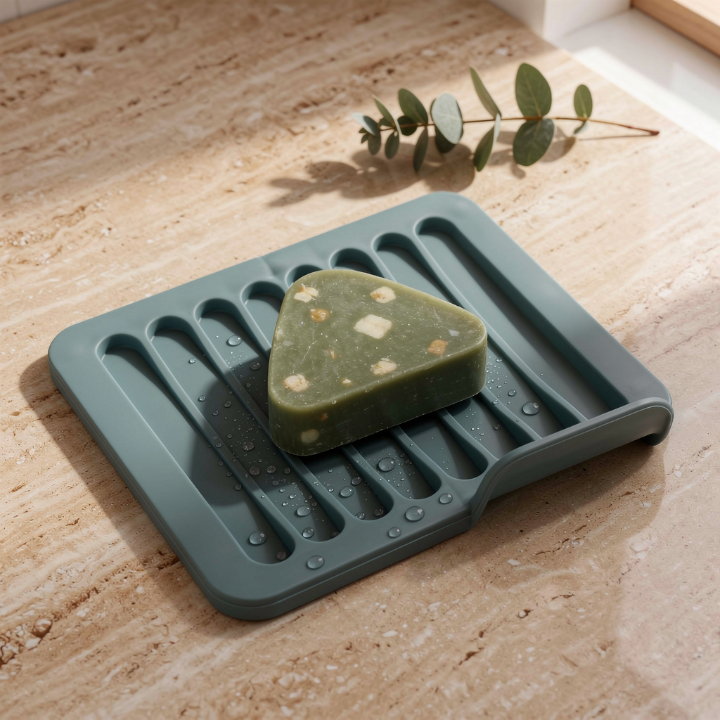 Silicone soap holder in blue